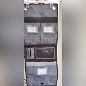 Thirty-One Hang Up Room Organizer Gray Pin Dot Brown Print